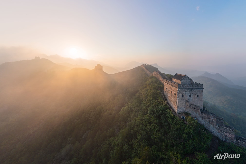Great Wall of China in foggy morning