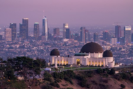 Scenic flight over Los Angeles, California, USA